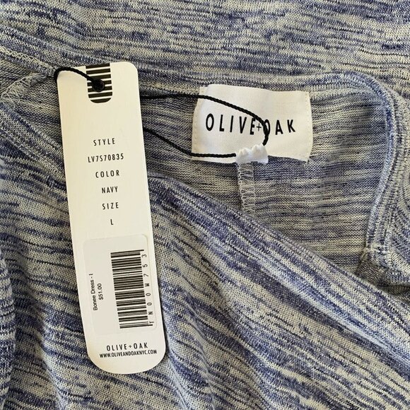 Olive + Oak Women's Large Dolman Tunic Bonee Dress Sheer Marled Blue New - Picture 4 of 6